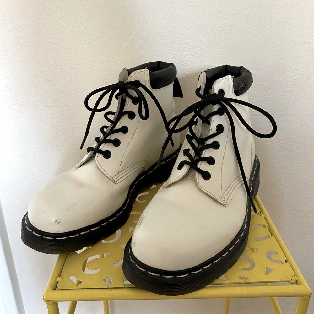 Dr. Martens White Leather Boots